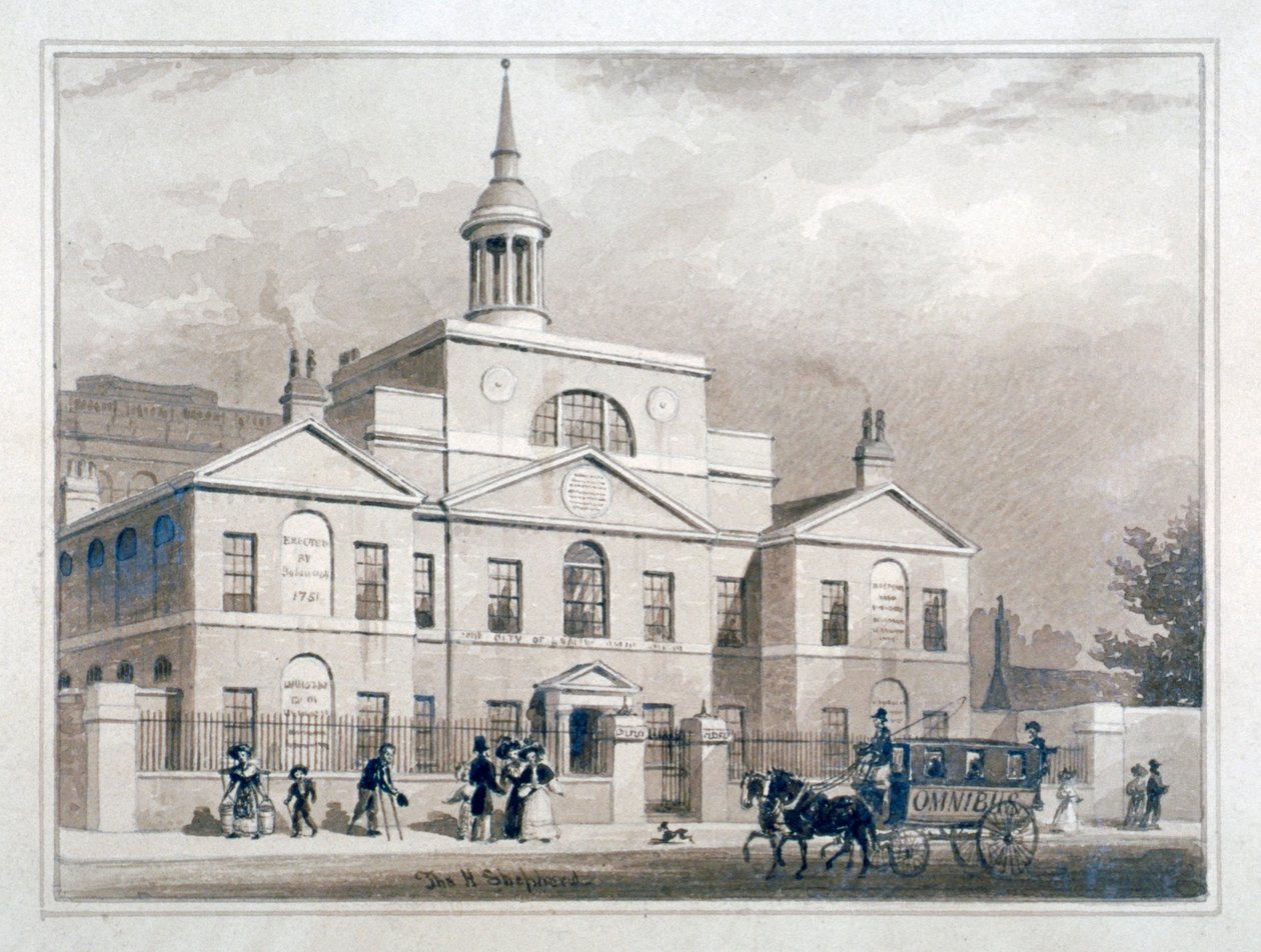 City of London fekvő kórház, City Road, Finsbury, London, 1827. sz. alkotó: Thomas Hosmer Shepherd