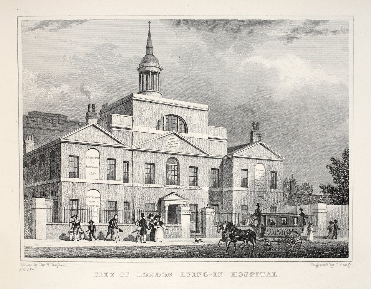 London városa a kórházban fekszik, a „London és környéke a tizenkilencedik században” pubból. Jones und Co., 1827-1829 alkotó: Thomas Hosmer Shepherd