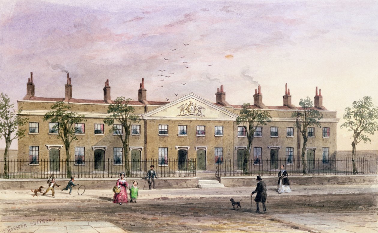 Clothworkers Almshouses a Frog Lane-ben alkotó: Thomas Hosmer Shepherd
