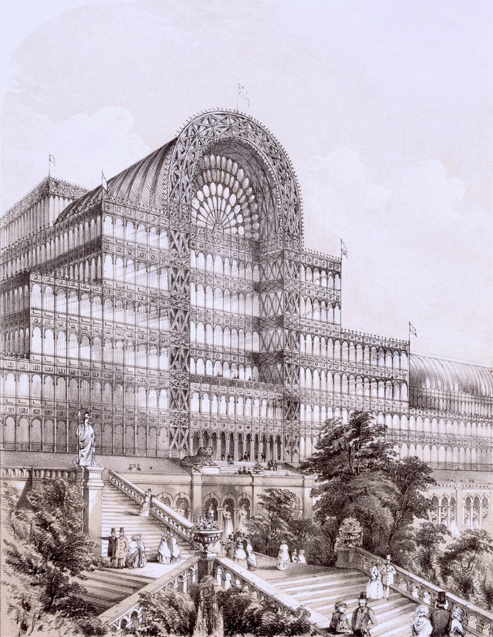 Kristálypalota Sydenhamban, a Nagy Kereszt elől, 1854. alkotó: Thomas Hosmer Shepherd