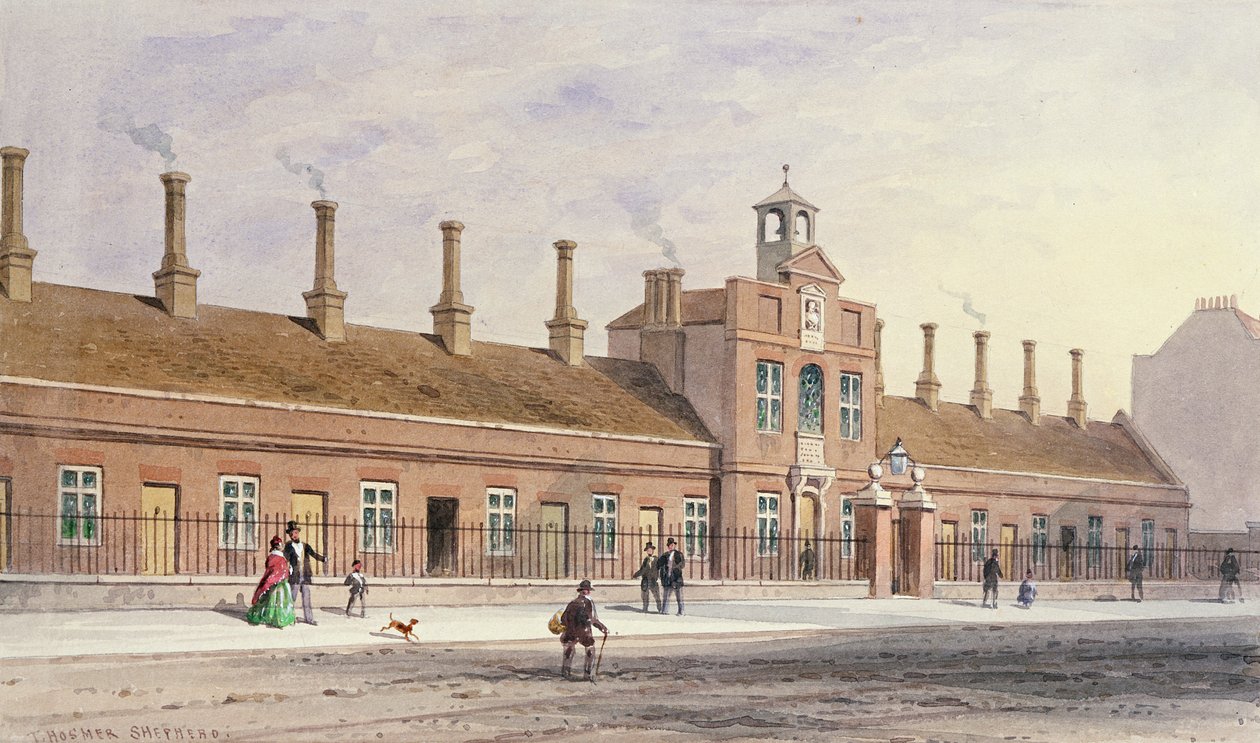 Emery Hills alamizsnaházak a Rochester Row-ban, 1850 alkotó: Thomas Hosmer Shepherd