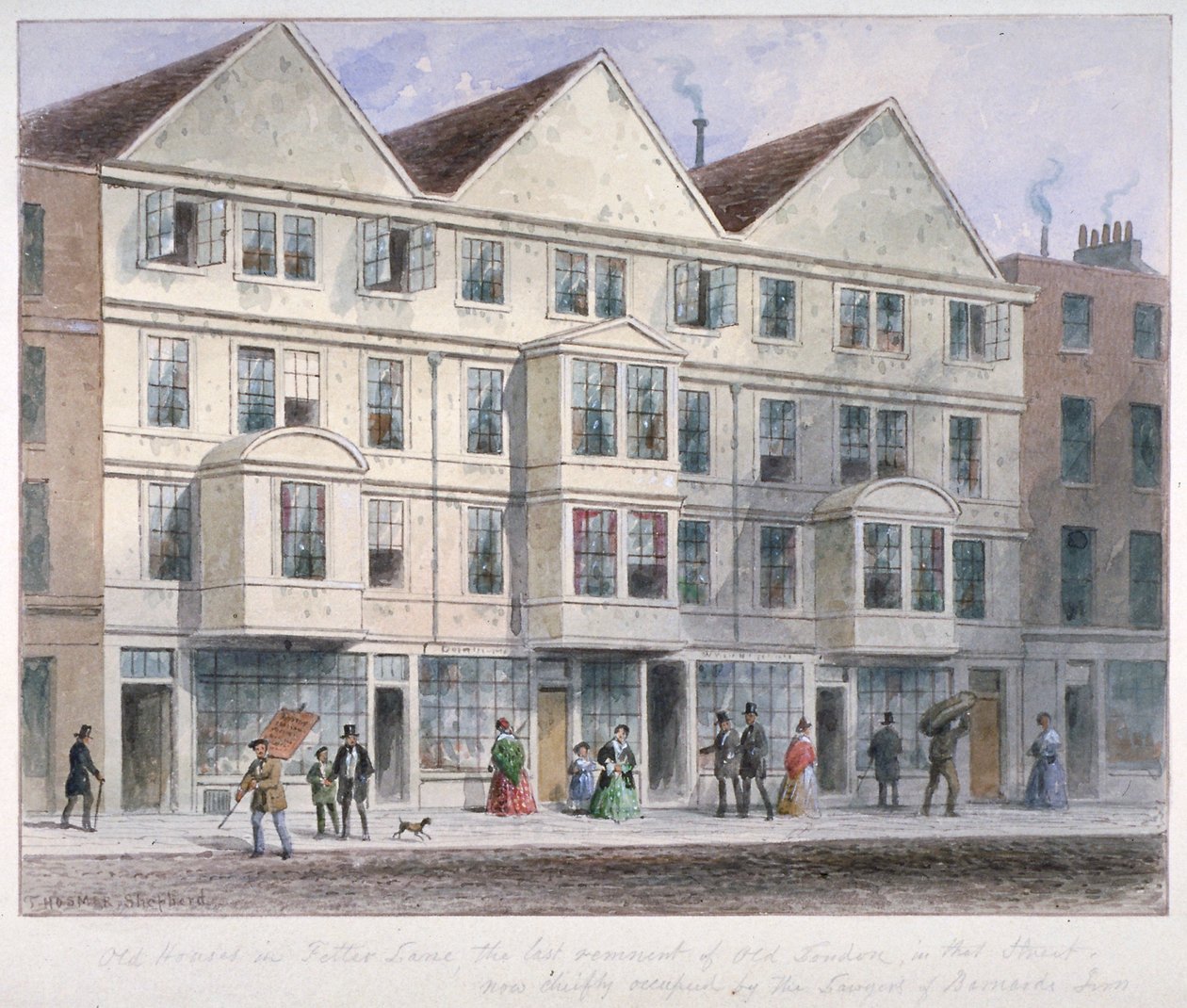 Fetter Lane, London City, 1855 alkotó: Thomas Hosmer Shepherd