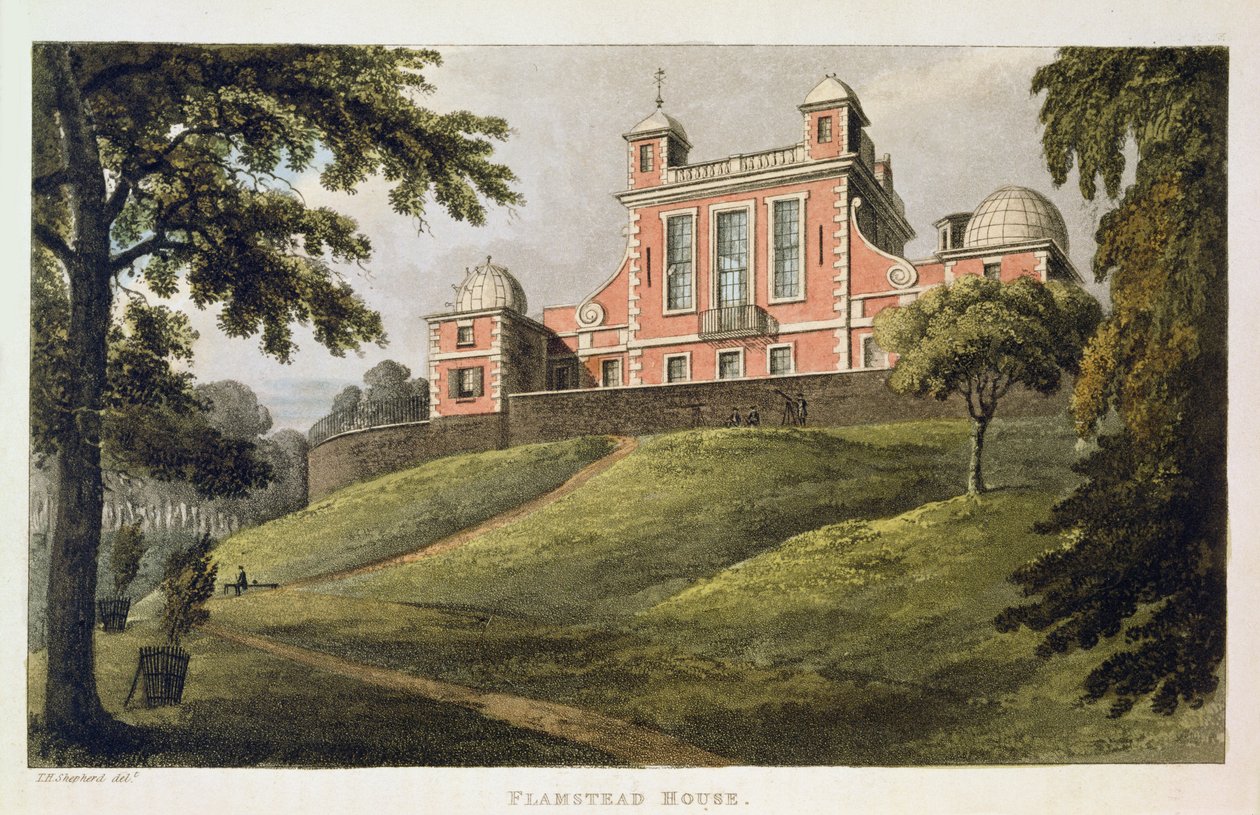 Flamstead House, Ackermann „Művészetek tárházából”, megjelent 1826 körül alkotó: Thomas Hosmer Shepherd