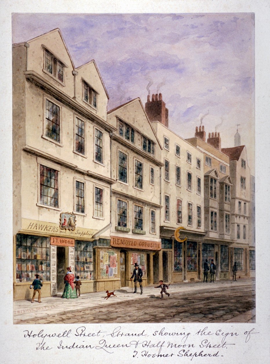 Holywell Street, Westminster, London, 1853 alkotó: Thomas Hosmer Shepherd