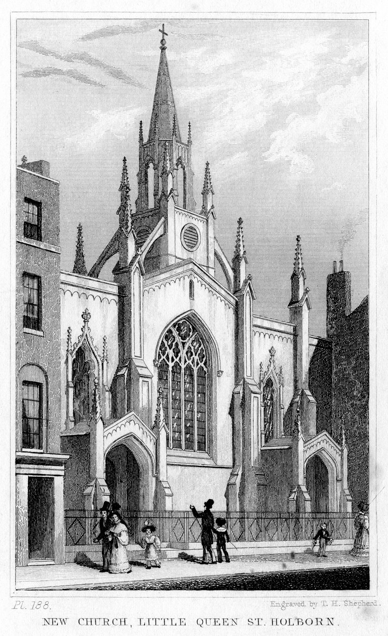 New Church, Little Queen Street, Holborn, London, 19. század. alkotó: Thomas Hosmer Shepherd