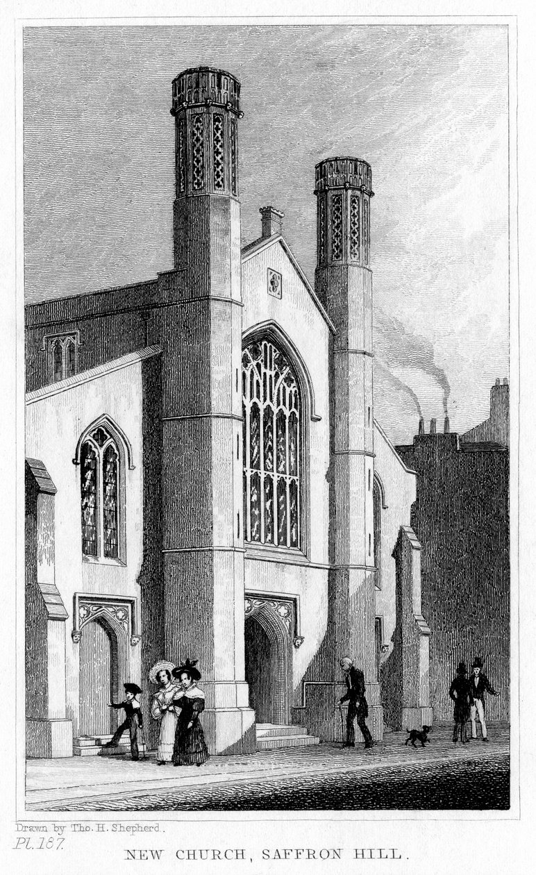 New Church, Saffron Hill, Camden, London, 19. század. alkotó: Thomas Hosmer Shepherd