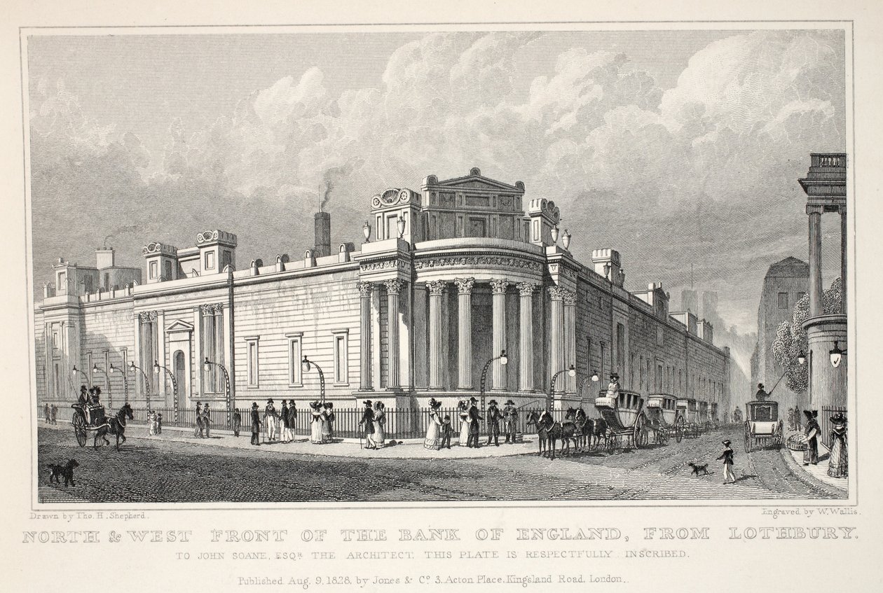 A Bank of England északi és nyugati frontja Lothburyből, a „London and it
