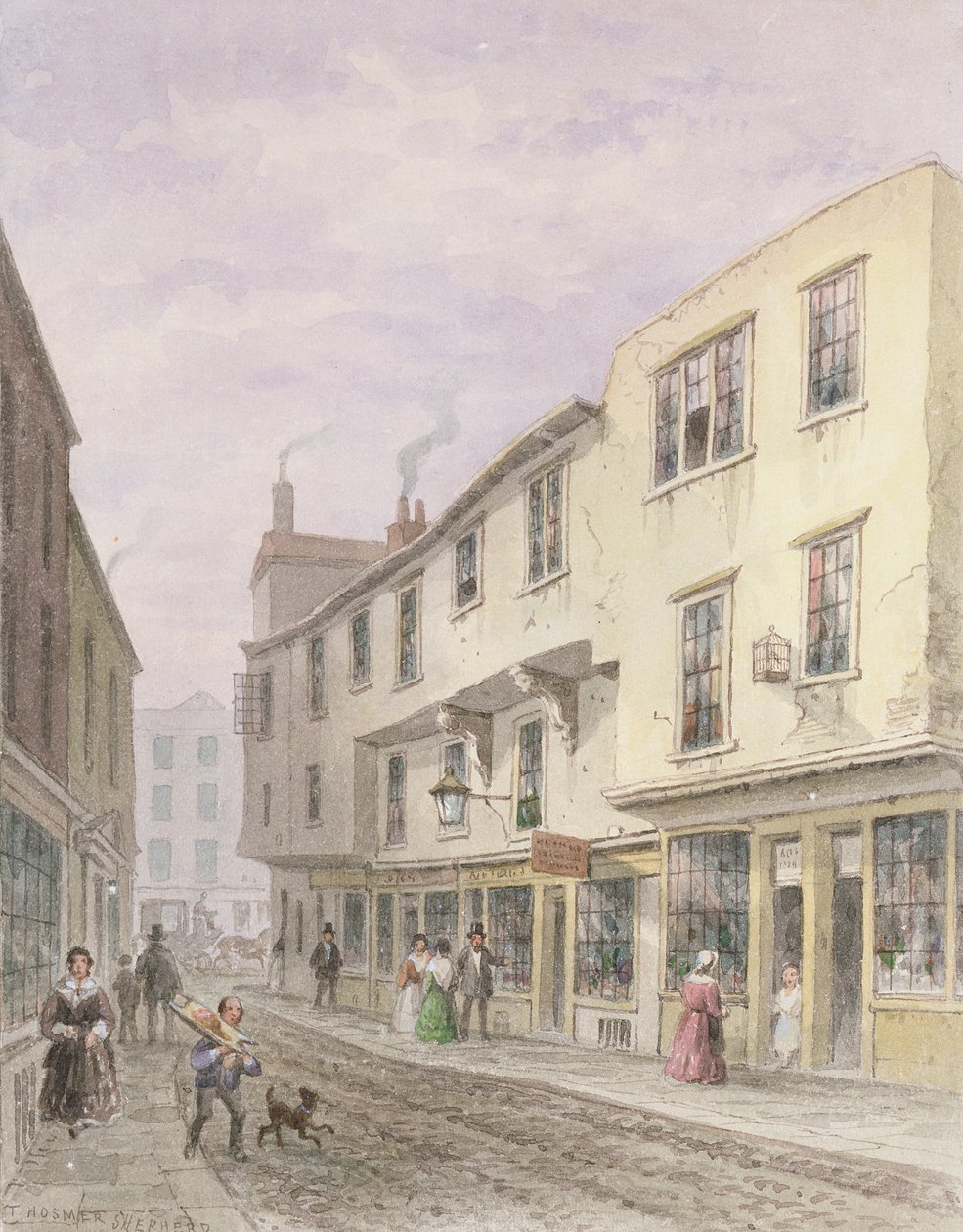Régi ház a Leather Lane bejáratánál, 1857 alkotó: Thomas Hosmer Shepherd
