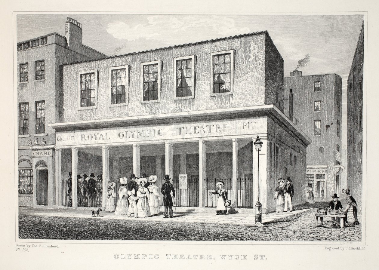 Olimpiai Színház, Wyck Street, a „London és környéke a tizenkilencedik században” kocsmából. Jones und Co., 1827-1829 alkotó: Thomas Hosmer Shepherd
