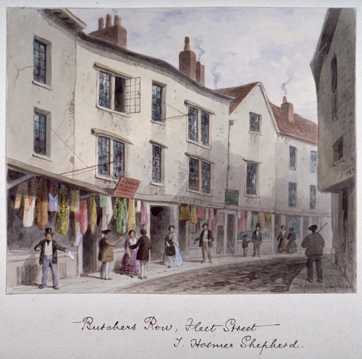Valószínűleg a Holywell Street látképe, Westminster, London, 1850 alkotó: Thomas Hosmer Shepherd