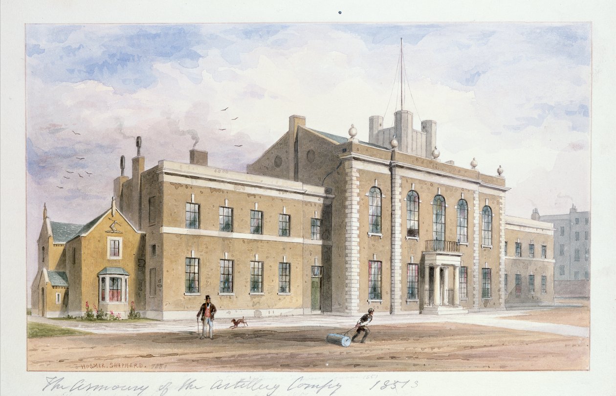 Royal Artillery House, Finsbury Square, 1851 (wc papíron) alkotó: Thomas Hosmer Shepherd