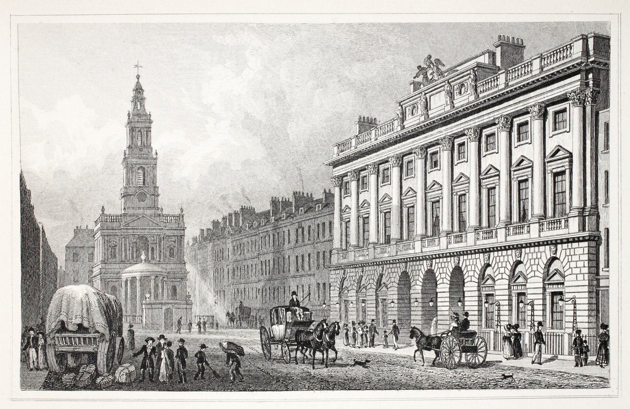 Somerset House, a „London és környéke a tizenkilencedik században” kocsmából. Jones und Co., 1827-1829 alkotó: Thomas Hosmer Shepherd