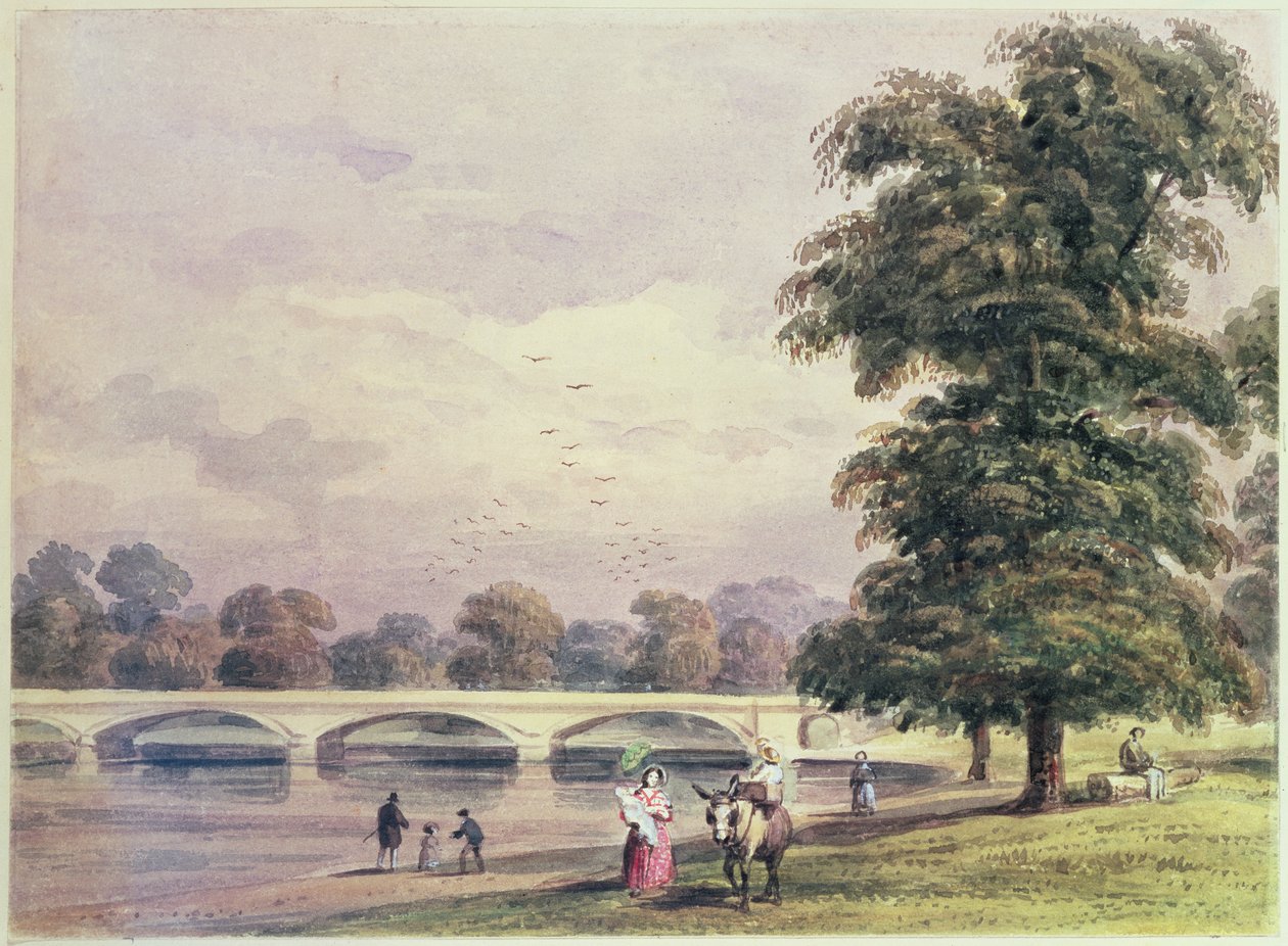 A Kensington Gardens és a Hyde Park közötti híd a Serpentine-on alkotó: Thomas Hosmer Shepherd