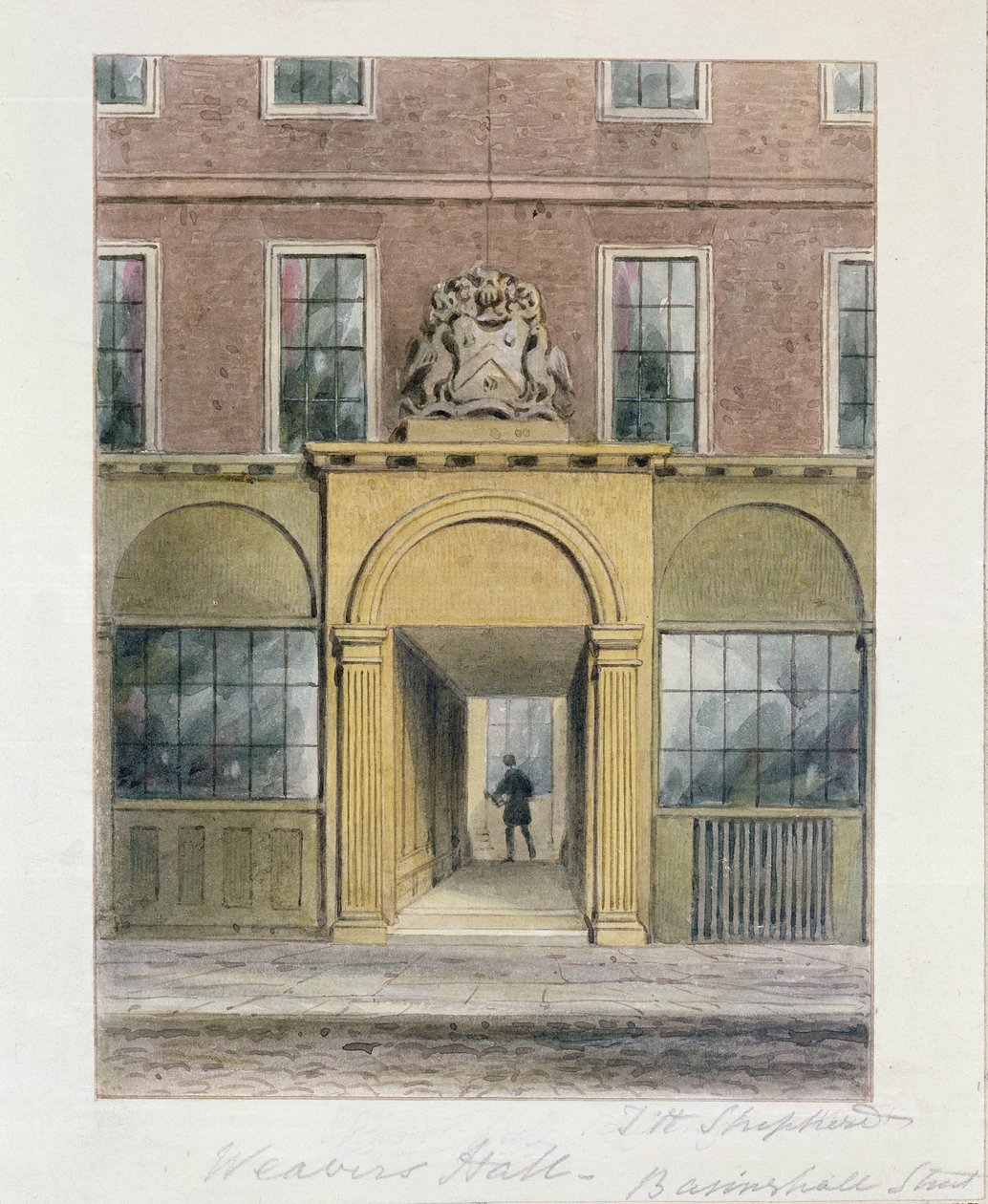 A Weavers Hall bejárata, 1854 alkotó: Thomas Hosmer Shepherd