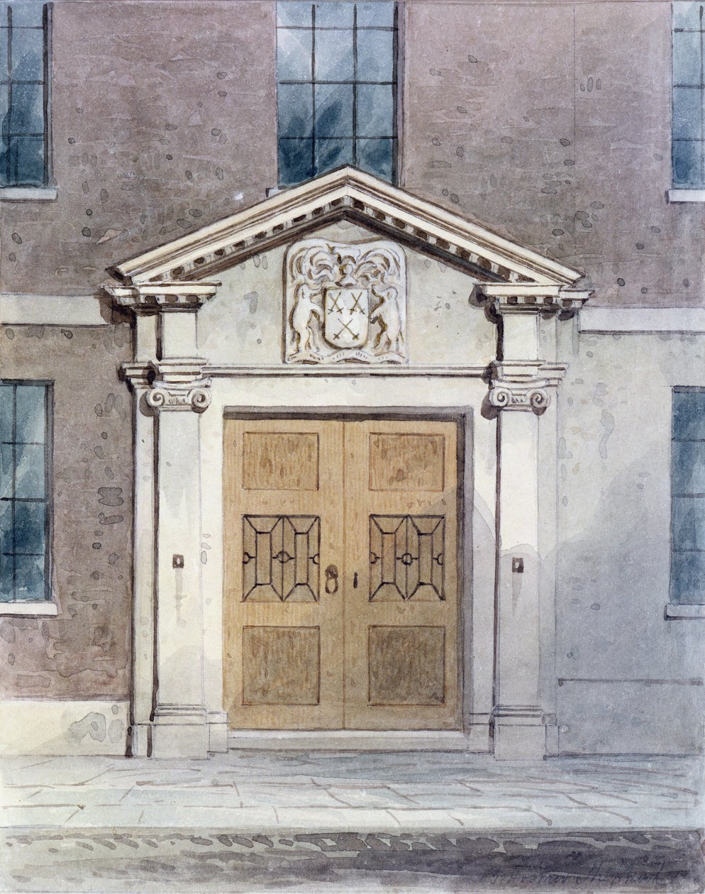 A Cutlers Old Hall bejárata, 1850 alkotó: Thomas Hosmer Shepherd