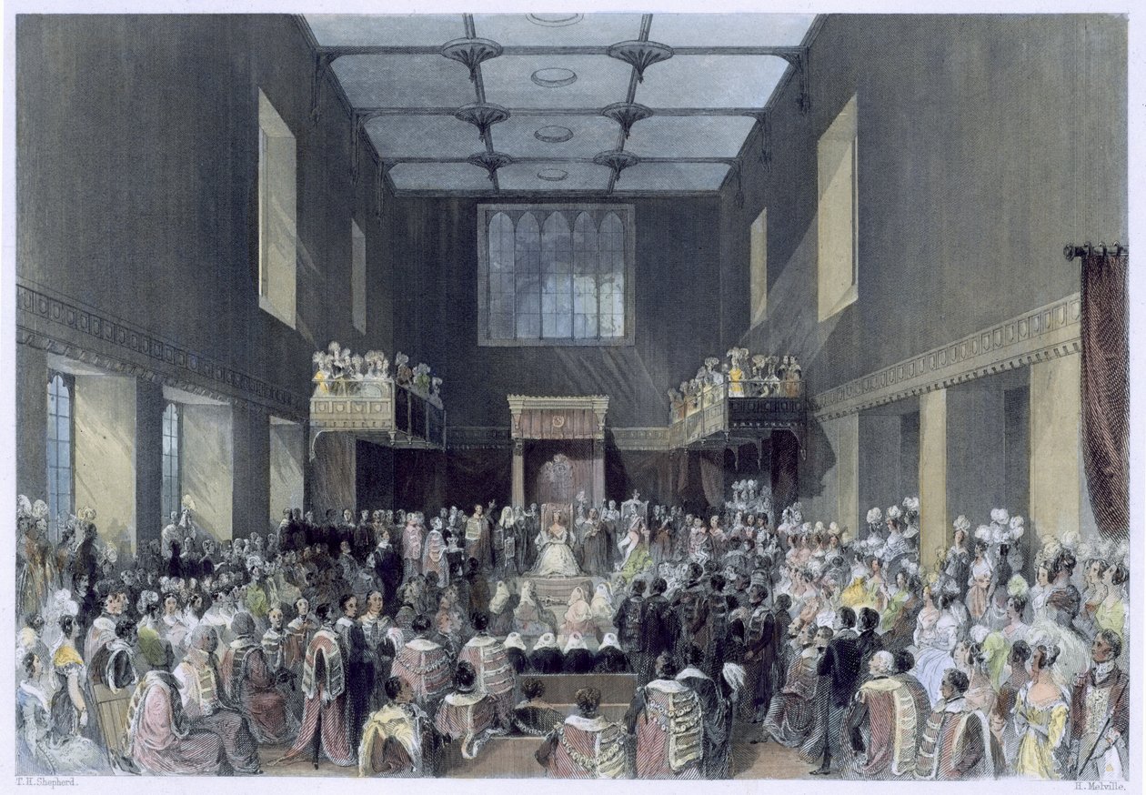 A Lordok Háza, Őfelsége megnyitja a Parlament ülését, Henry Melville (fl.1826-41) metszet, 1840 körül alkotó: Thomas Hosmer Shepherd