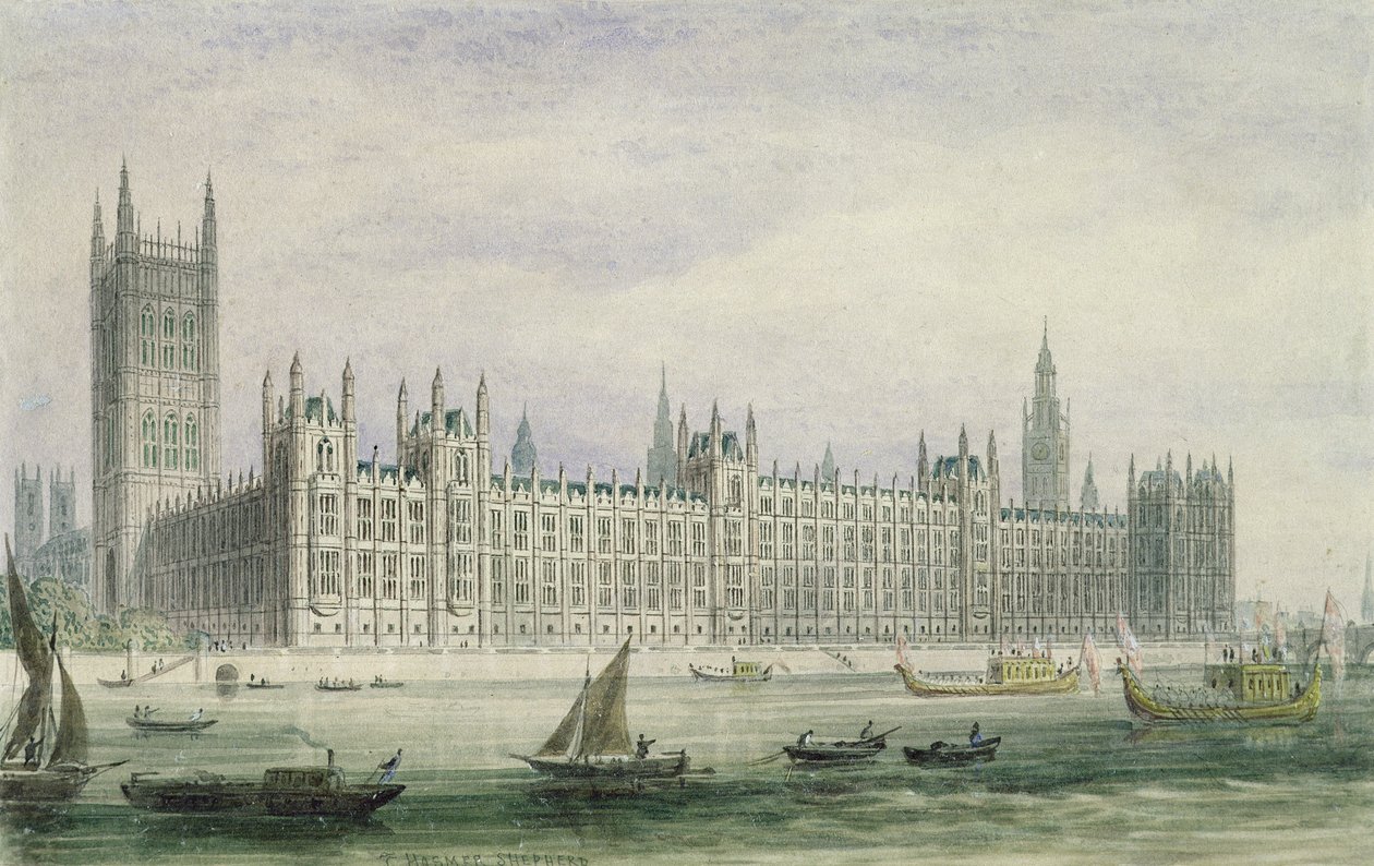 A Parlament házai (grafit, toll, tinta és WC papíron) alkotó: Thomas Hosmer Shepherd