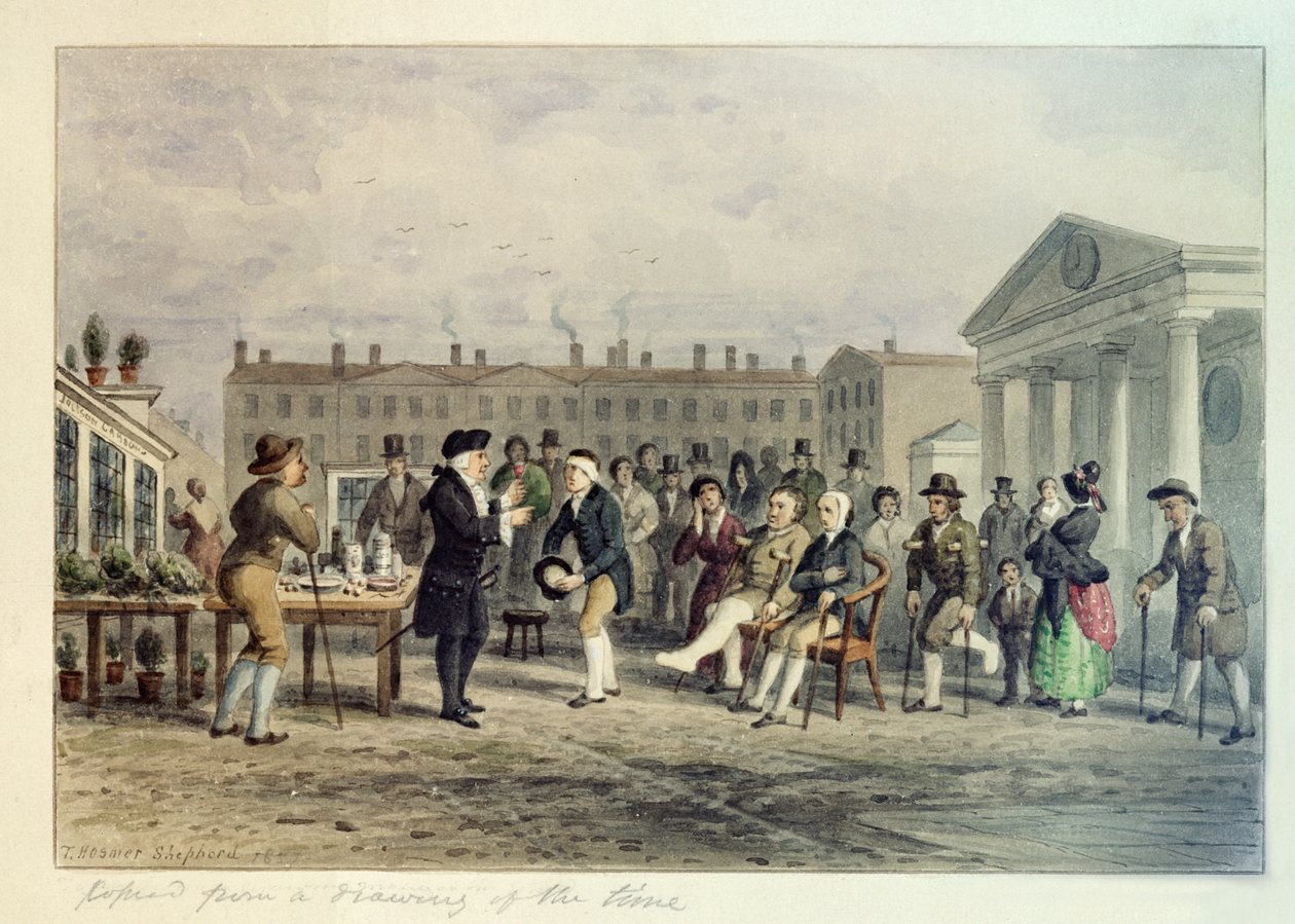 The Quack Doctor, 1857 alkotó: Thomas Hosmer Shepherd