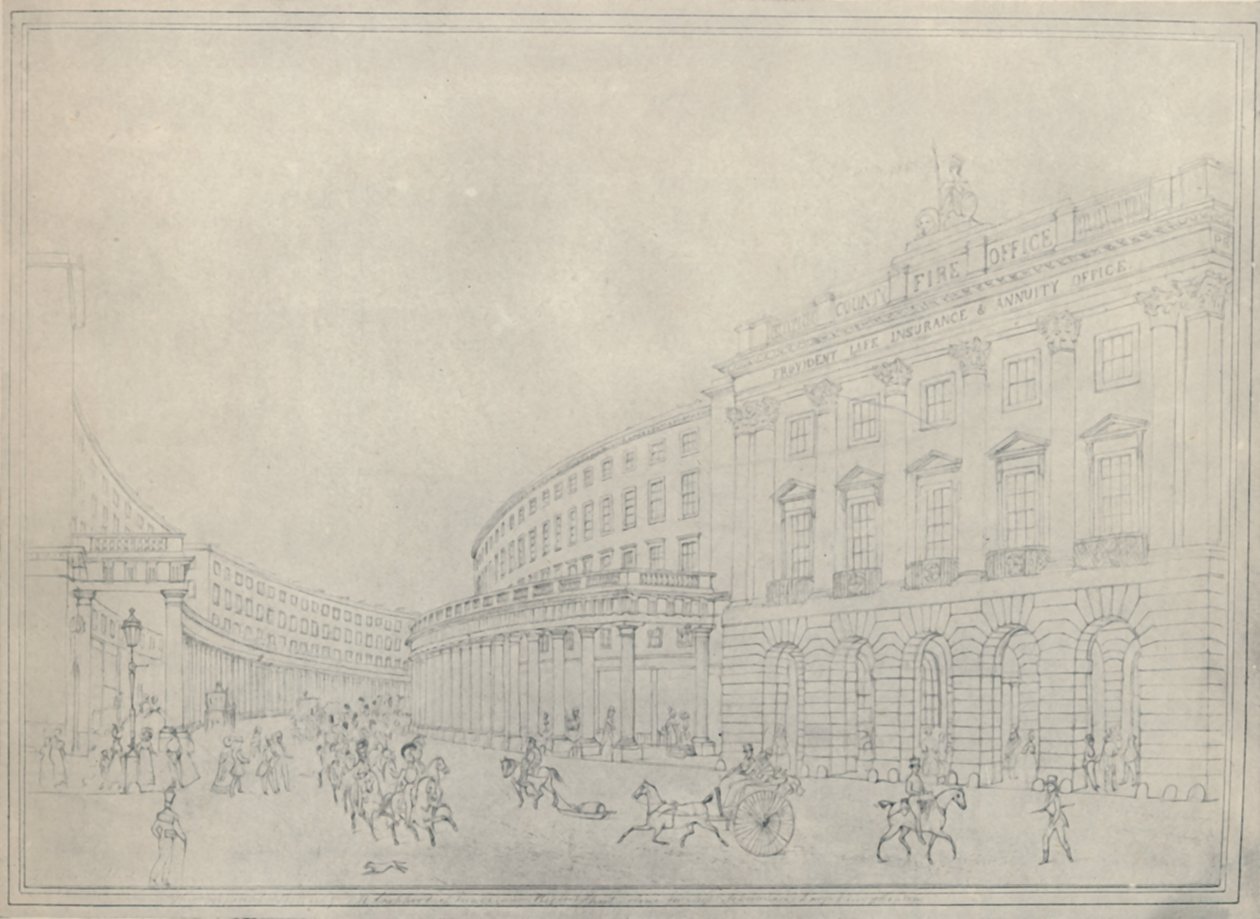 The Quadrant, Regent Street, 1822, 1920 alkotó: Thomas Hosmer Shepherd