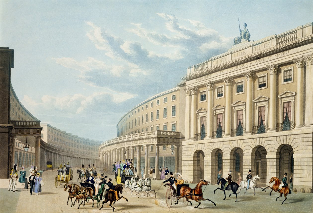 The Quadrant, Regent Street, a Piccadilly Circusból, kiadó: Ackermann, 1835-50 körül (színes akvatinta) (lásd még: 105298) alkotó: Thomas Hosmer Shepherd