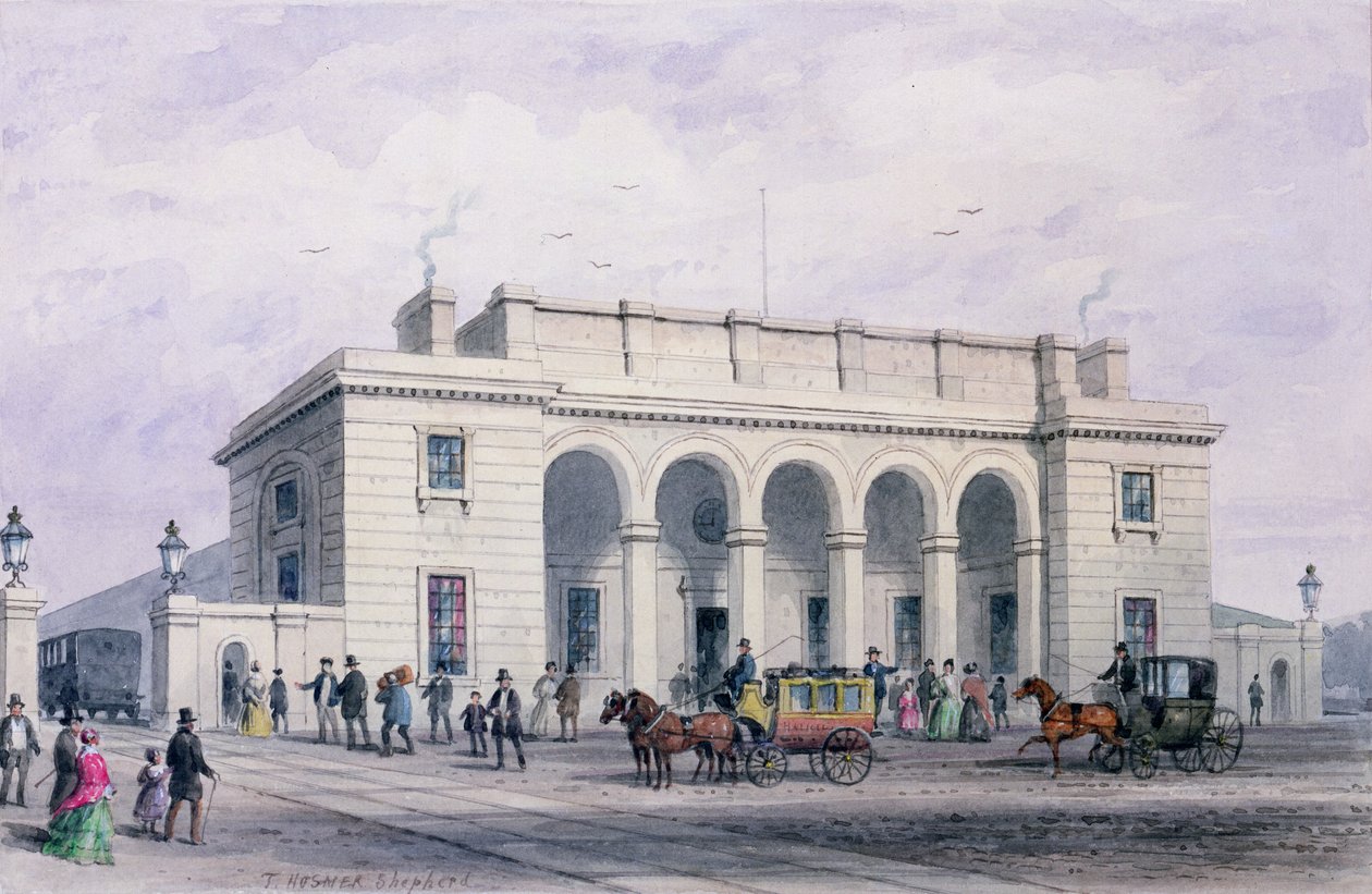 A délnyugati pályaudvar Nine Elms Vauxhall-ban, 1856 alkotó: Thomas Hosmer Shepherd