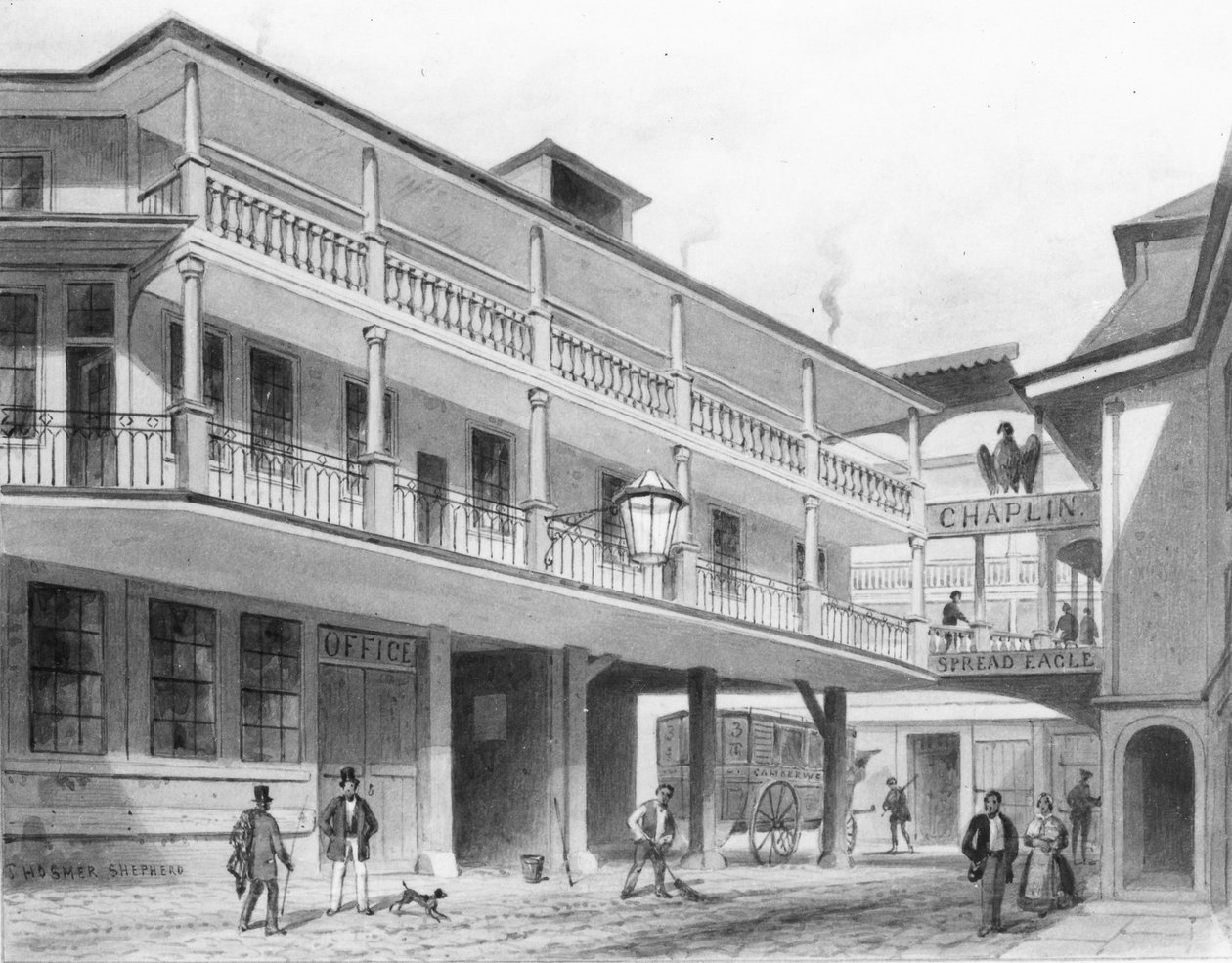 The Spread Eagle Gracechurch Street (akvarell) alkotó: Thomas Hosmer Shepherd