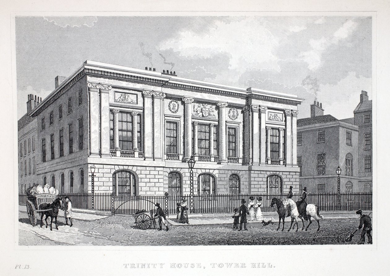 Trinity House, Tower Hill, a „London és környéke a tizenkilencedik században” kocsmából. Jones und Co., 1827-1829 alkotó: Thomas Hosmer Shepherd