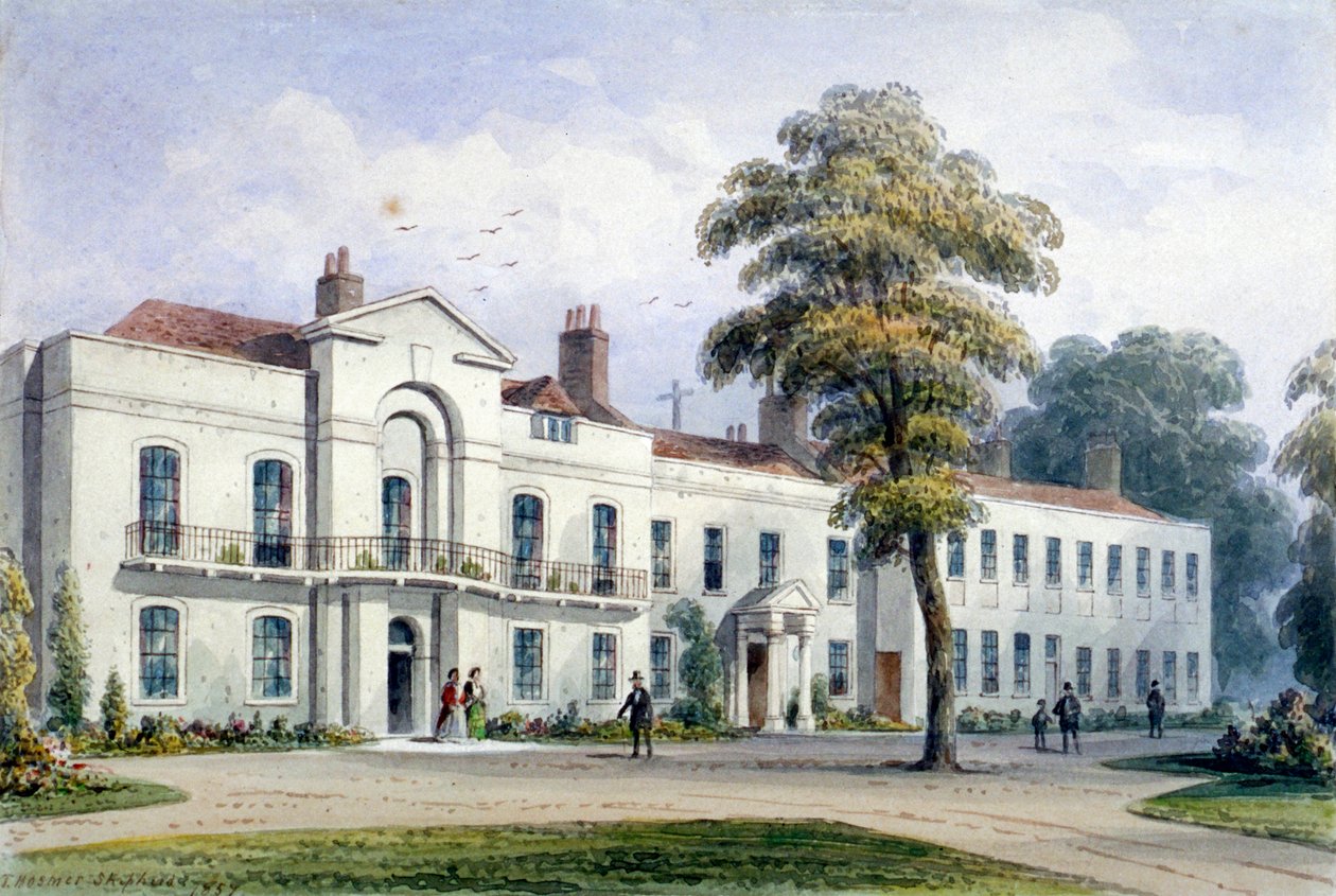 Kilátás a Brompton Lodge-ra, Kensington, London, 1857 alkotó: Thomas Hosmer Shepherd
