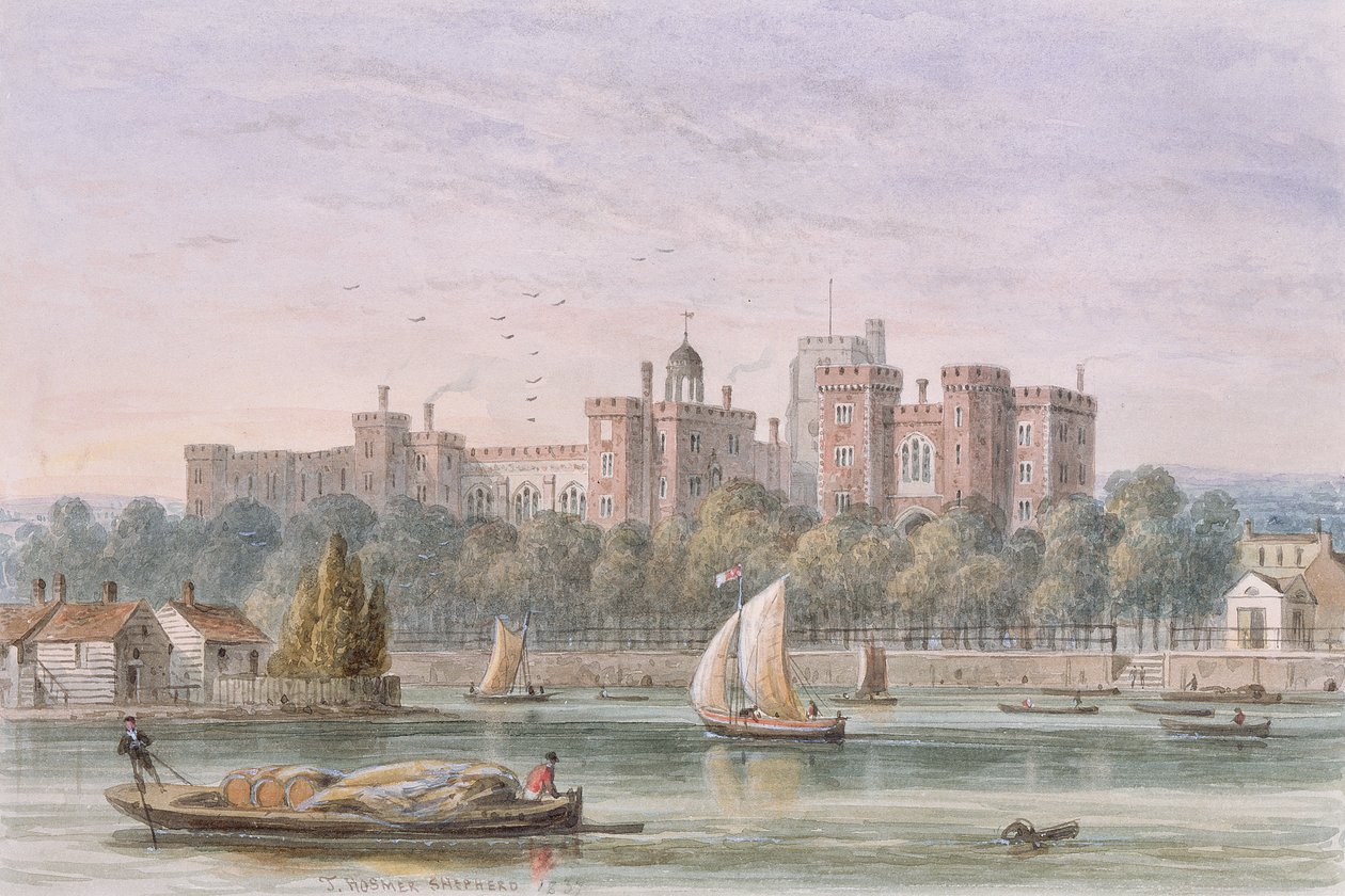 Kilátás a Lambeth-palotára a Temzéről, 1837 alkotó: Thomas Hosmer Shepherd
