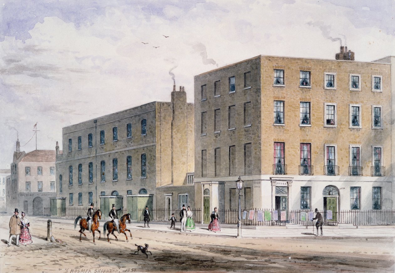 Kilátás a Soho térre és a katolikus kápolnára, 1850 alkotó: Thomas Hosmer Shepherd