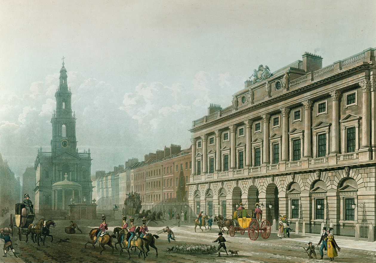 Kilátás a Somerset-házra, a Strand felől, metszett J. Bluck (fl.1791-1831), pub. 1819, Ackermann „Művészetek Tára” (akvatinta) alkotó: Thomas Hosmer Shepherd