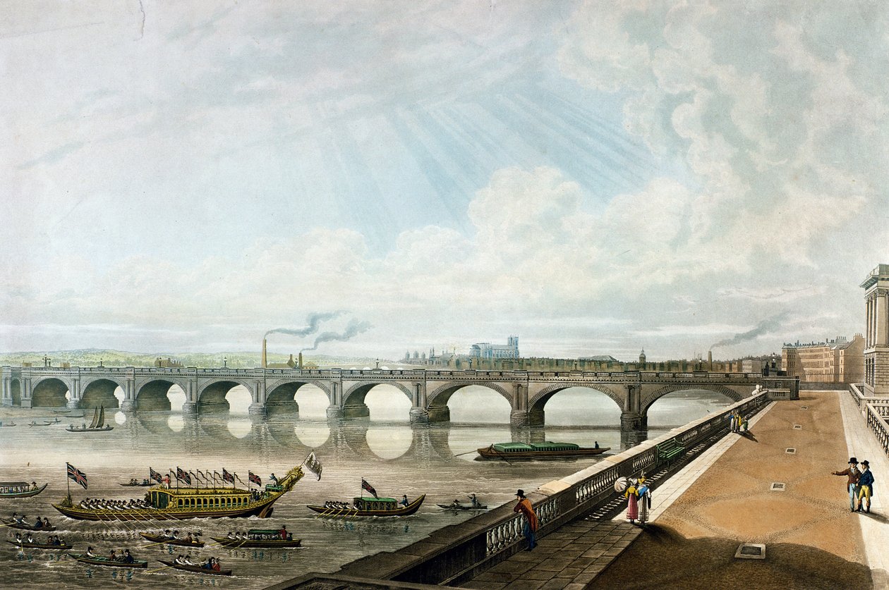 Kilátás a Waterloo hídra a Somerset House Terrace keleti végéről alkotó: Thomas Hosmer Shepherd