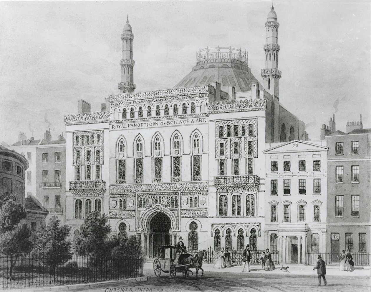 Kilátás a Tudomány és Művészet Királyi Panoptikumára, 1825 (litográfia) alkotó: Thomas Hosmer Shepherd