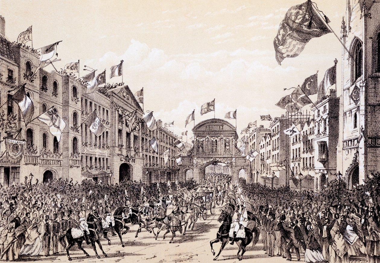 III. Napóleon és Eugenie császárné látogatása a városban, 1855. április 19 alkotó: Thomas Hosmer Shepherd