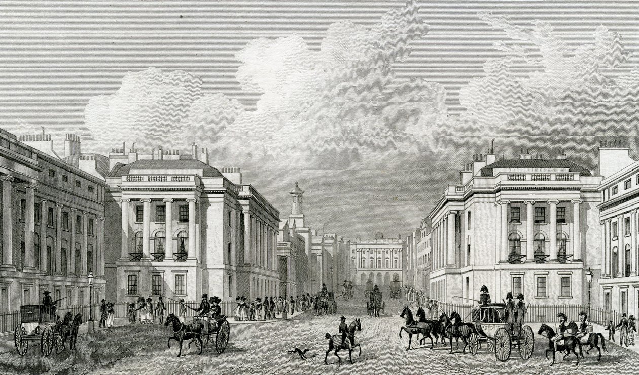 Waterloo Place és a Regent Street egy része, pub.1828 alkotó: Thomas Hosmer Shepherd