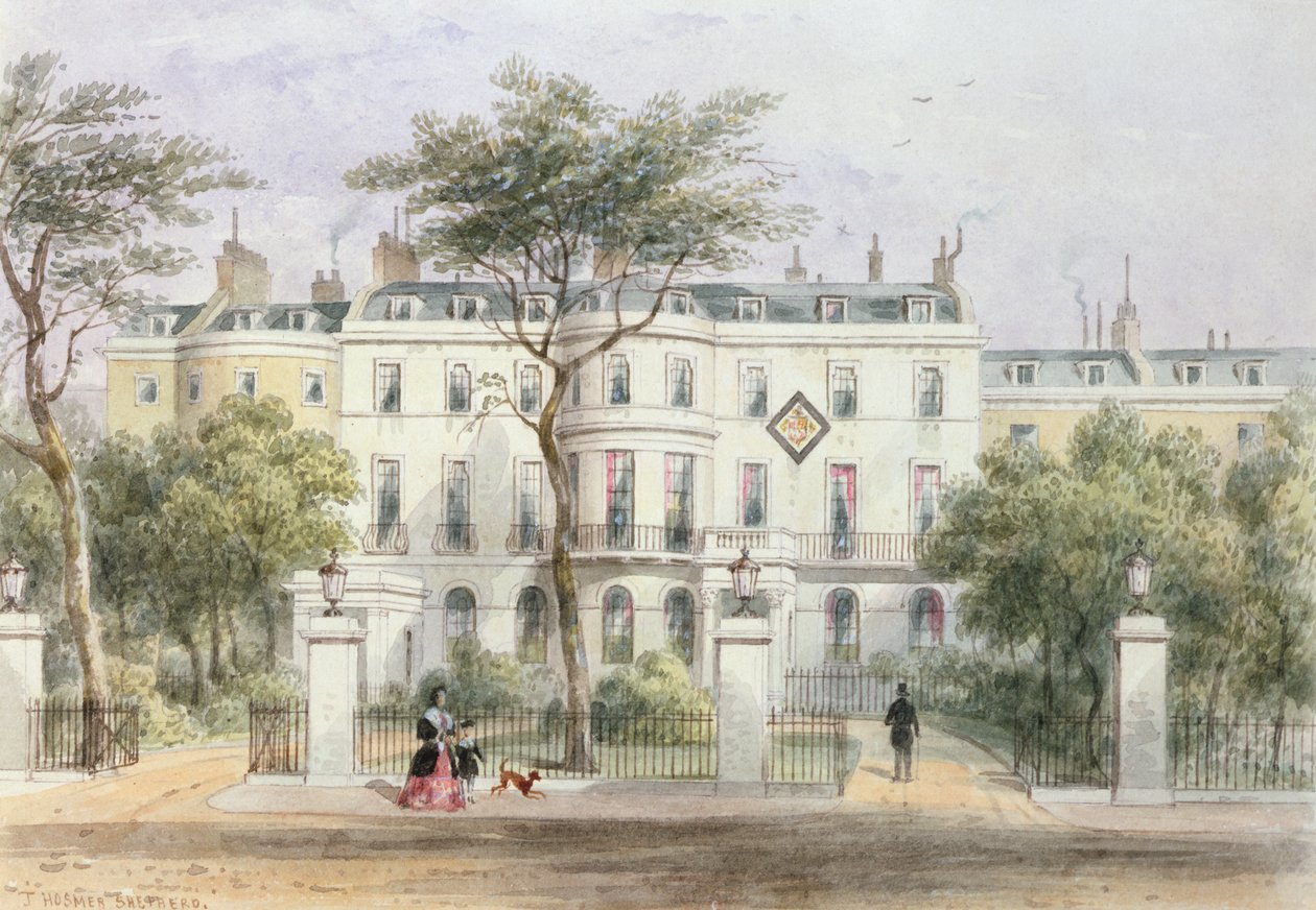 Sir Robert Peel házának nyugati eleje a Privy Gardenben (1788-1850) 1851 alkotó: Thomas Hosmer Shepherd