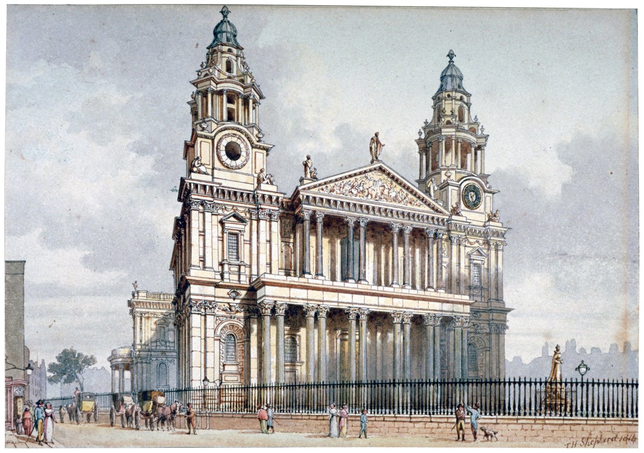 A Szent Pál-székesegyház nyugati frontja, City of London, 1814. alkotó: Thomas Hosmer Shepherd