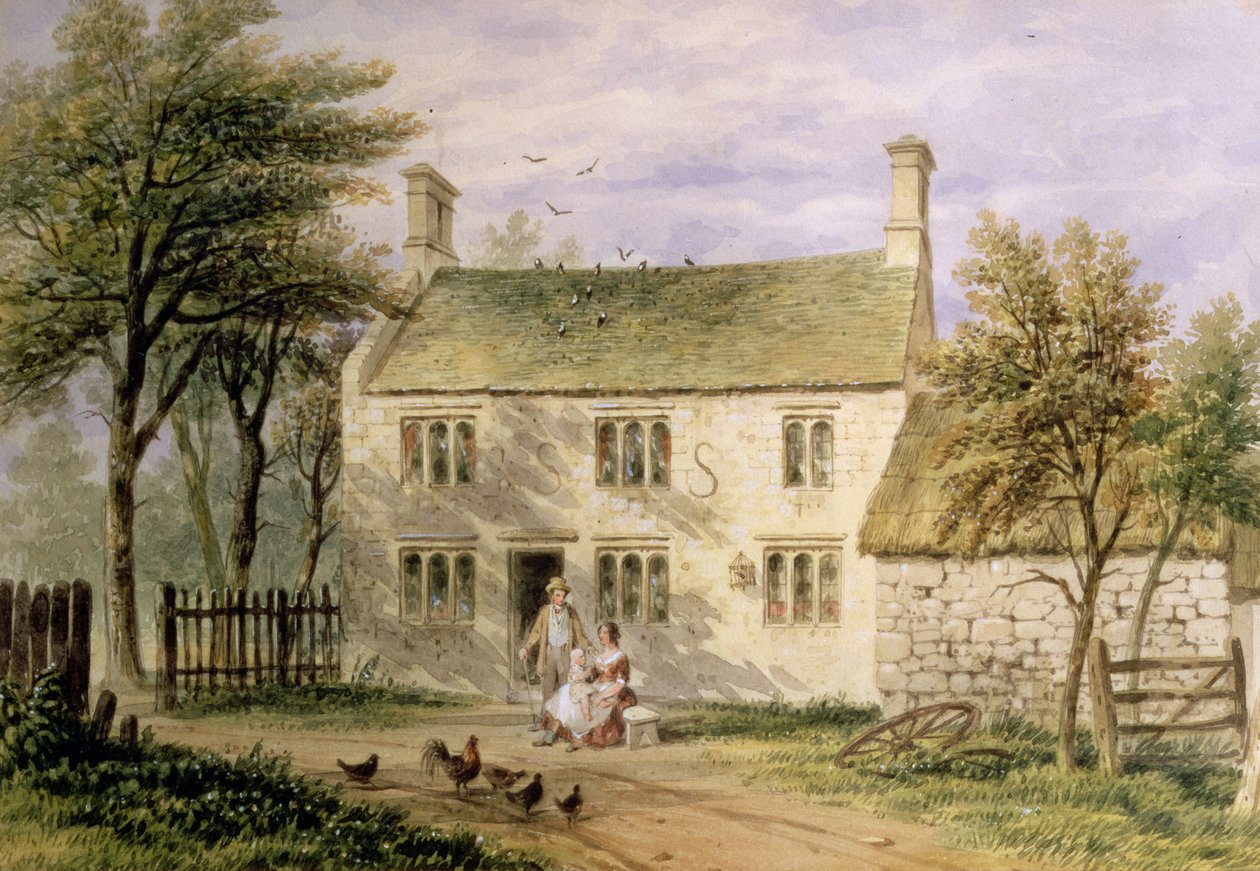 Woolsthorpe, Grantham, Isaac Newton szülőhelye alkotó: Thomas Hosmer Shepherd