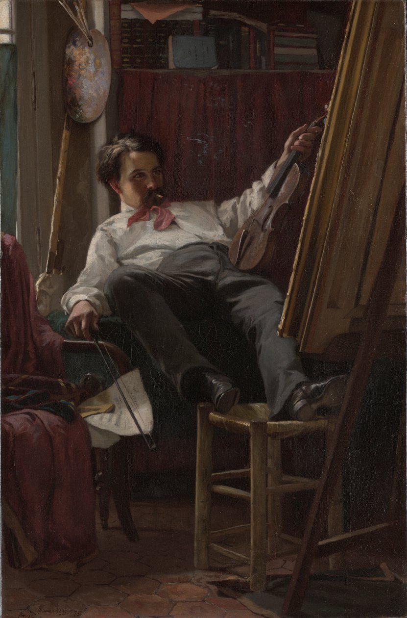 A művész önarcképe a műtermében alkotó: Thomas Hovenden
