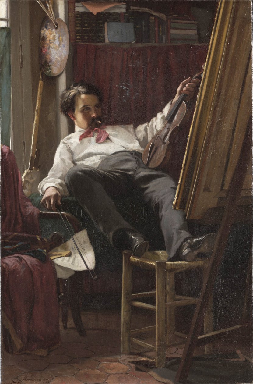 A művész önarcképe a műtermében alkotó: Thomas Hovenden