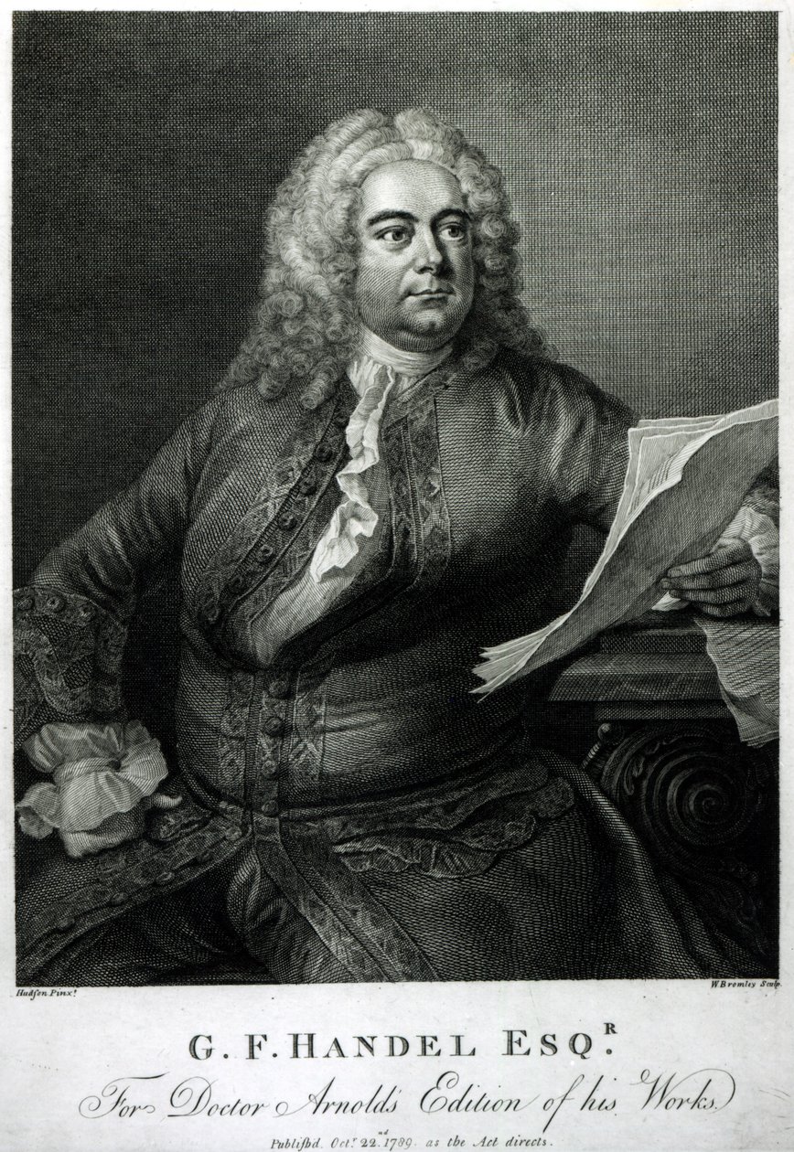 George Frederick Handel (1685-1759), vésette William Bromley (1769-1842), Doctor Arnold (Handel) műveinek kiadására, kocsma. 1789 alkotó: Thomas Hudson