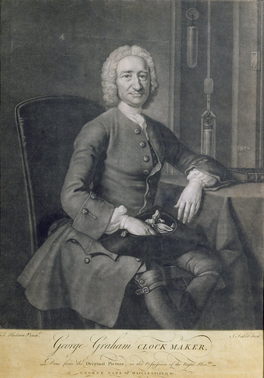George Graham (1673-1751) órásmester portréja, metszette: John Faber (1684-1756) alkotó: Thomas Hudson
