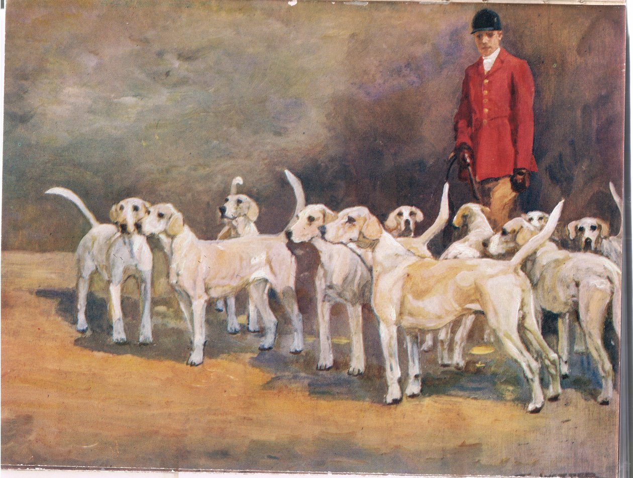 Mester és vadászkutyák, illusztráció a „Hounds”-ból alkotó: Thomas Ivester Lloyd