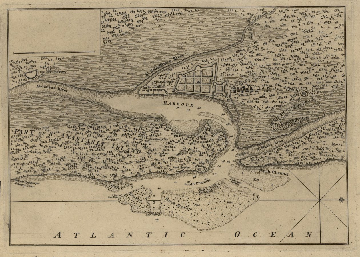 (Szent Ágoston városának és kikötőjének terve. LOC 75693262 alkotó: Thomas Jefferys