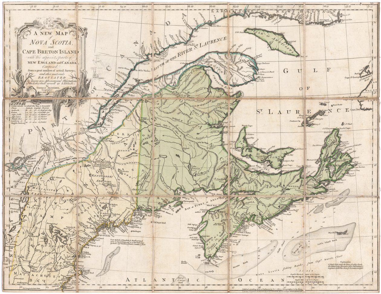 Új-Skócia térképe, Jefferys alkotó: Thomas Jefferys