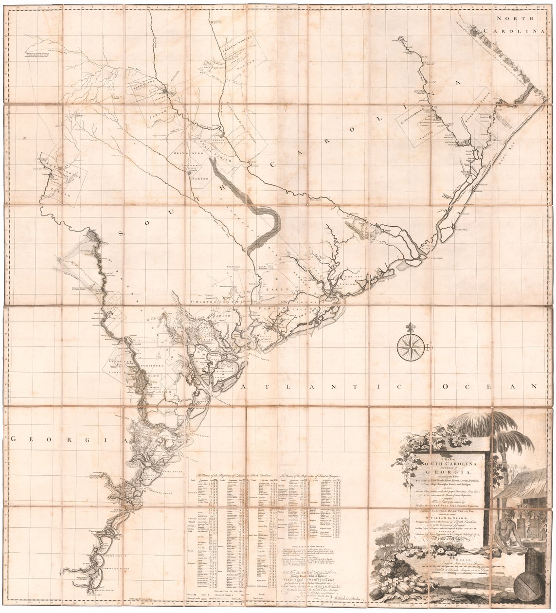 Dél-Karolina és Georgia egy része térképe De Brahmtól alkotó: Thomas Jefferys