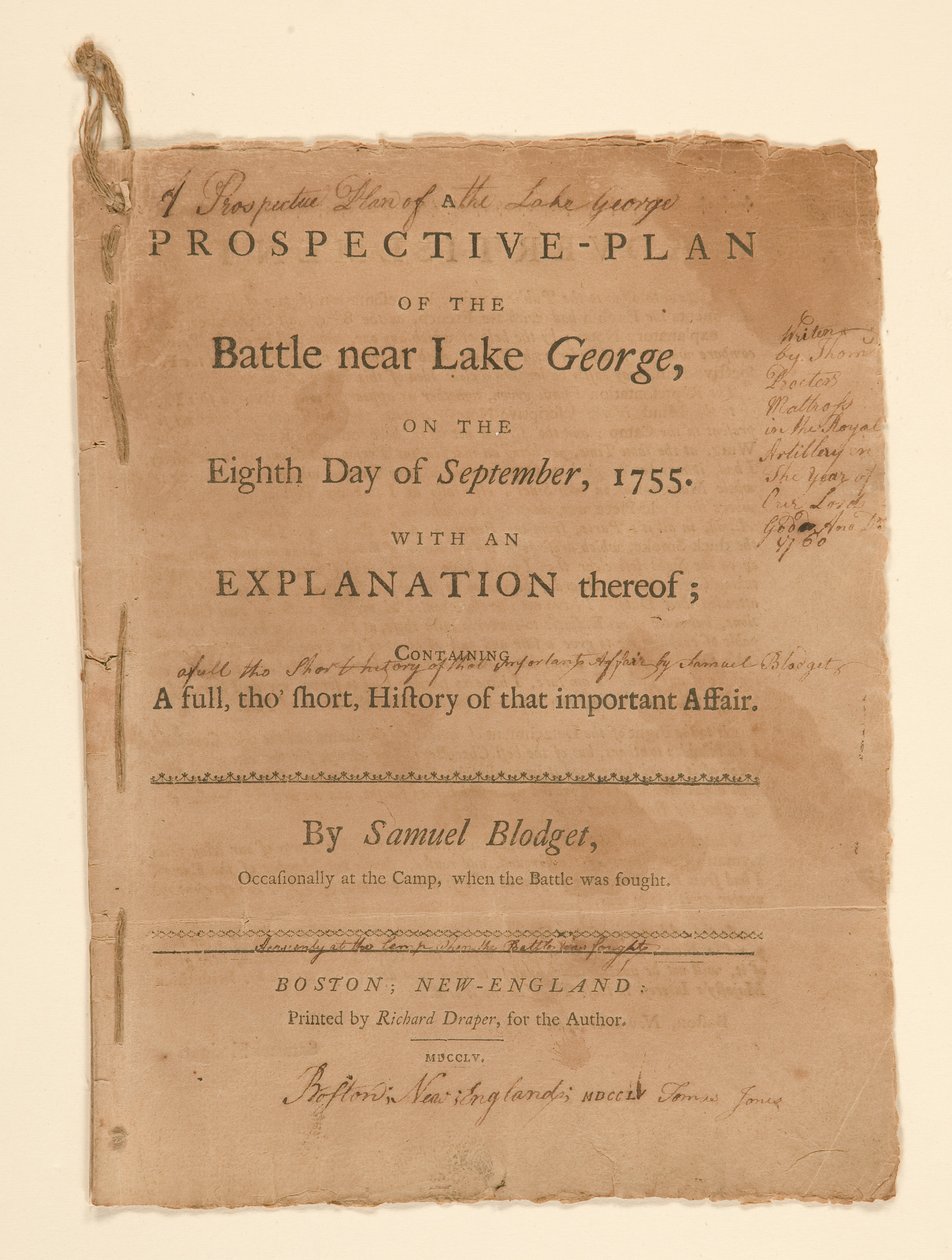 A Lake George közelében vívott csata projektív terve. Szöveg (B rész) Samuel Blodgetttól alkotó: Thomas Johnston