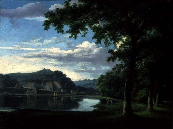Tájkép a Wye folyóra néző kilátással, 1772 körül (olaj, vászon) alkotó: Thomas Jones