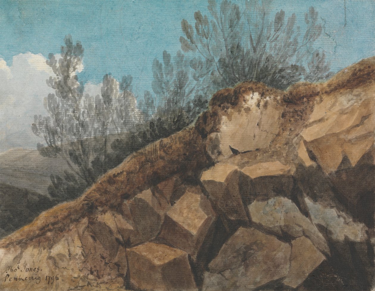 Study of Rocks, Pencerrig közelében, Walesben alkotó: Thomas Jones