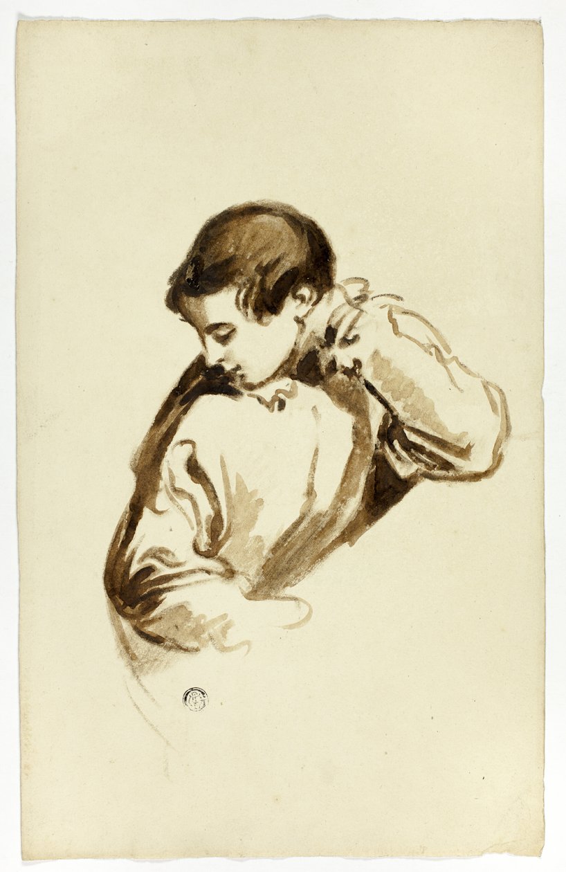 Fiú oldalra fordulva, félhosszú alkotó: Thomas Jones Barker